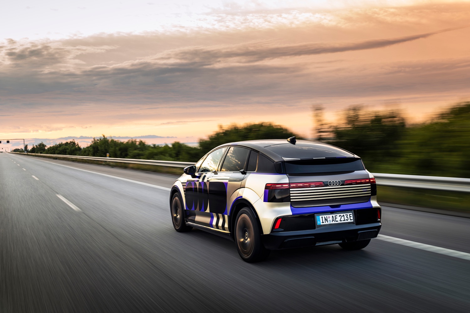 New Audi A2 on the road rear view shot