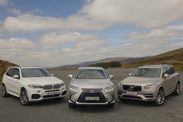 BMW X5, Lexus RX, Volvo XC90 hybrid SUV comparison
