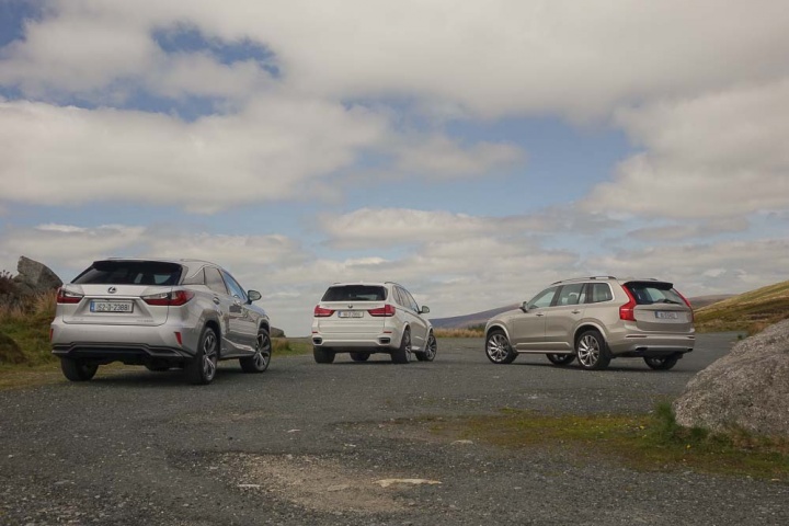 BMW X5, Lexus RX, Volvo XC90 hybrid SUV comparison