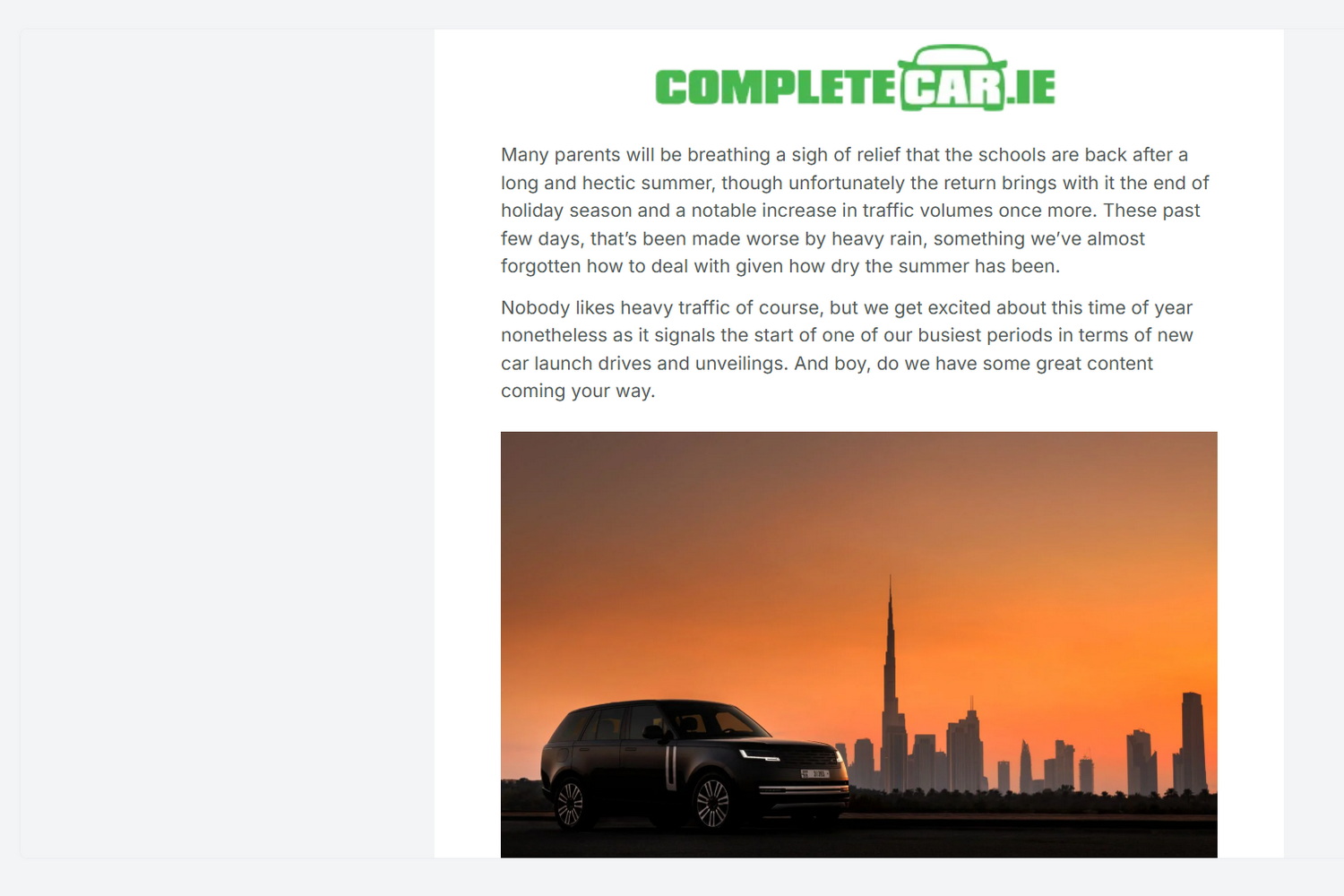 Weekly CompleteCar.ie newsletter sent