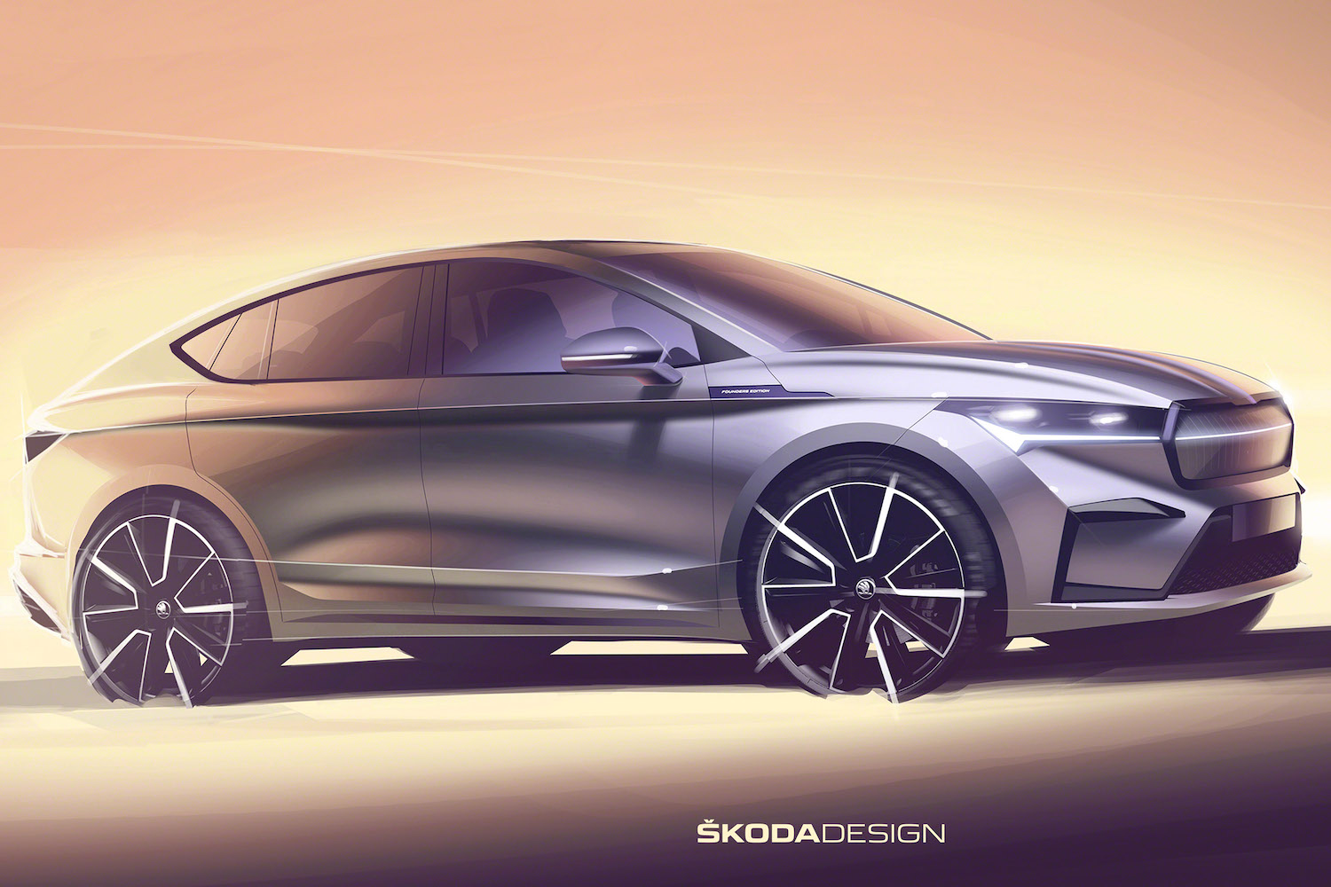 Design sketches preview Skoda Enyaq iV Coupe