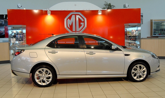 New MG logo and four-door saloon